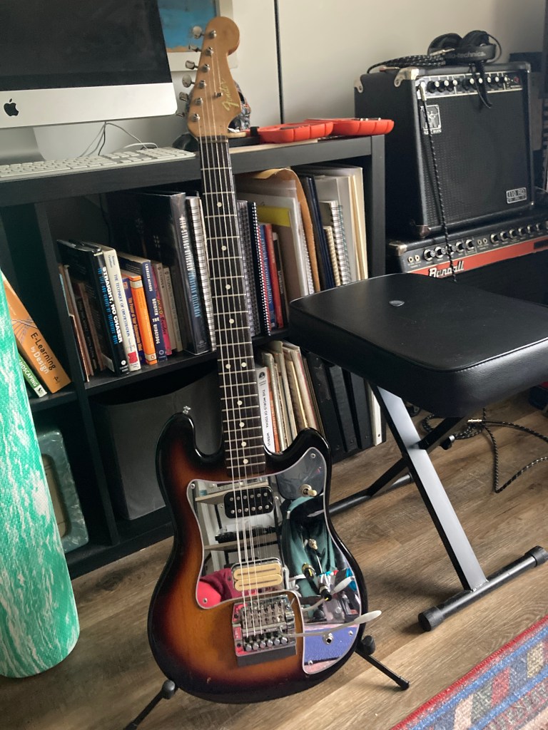 A "frankenstrat" or an electric guitar made of disparate parts